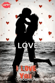 Man and Woman Kissing in Water