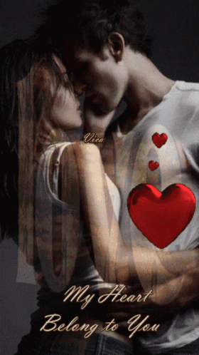 Man And Woman Kissing My Heart Belong To You GIF