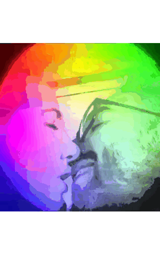 Man and Woman Kissing Rainbow Background