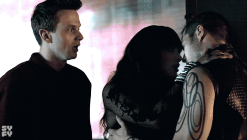 Man And Woman Kissing TV Scene GIF