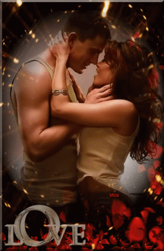 Man and Woman Kissing With Love Background