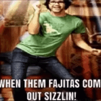 Man and Woman Laughing on Couch Saying My Fajitas