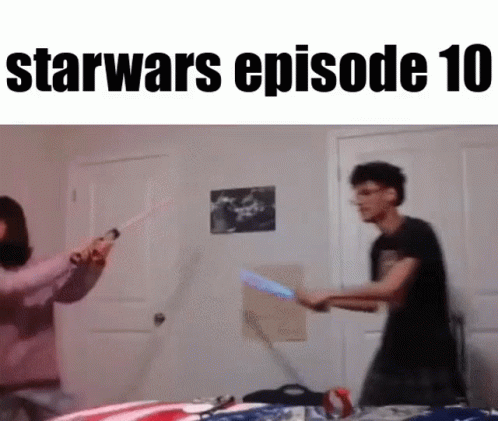 Man and Woman Lightsaber Fight Star Wars Episode 10