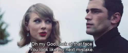 Man and Woman Look at Each Other Oh My God Look at That Face You Look Like My Next Mi