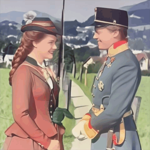 Man And Woman Looking At Each Other In Painting GIF