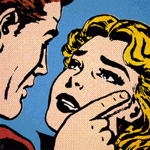 Man And Woman Looking At Each Other In Pop Art GIF