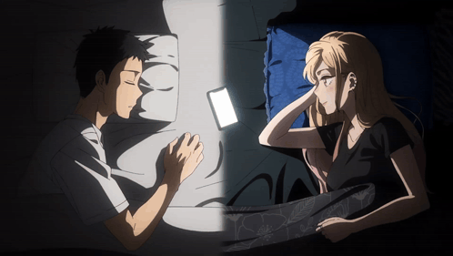 Man And Woman Lying In Bed GIF
