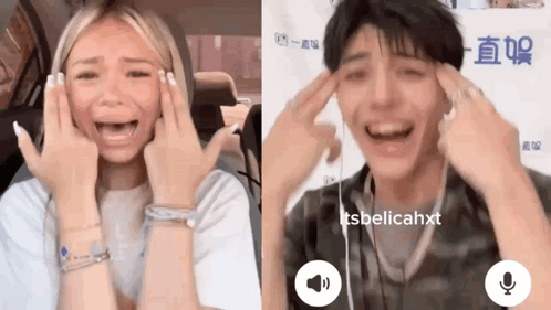 Man and Woman Making Funny Faces With Hands