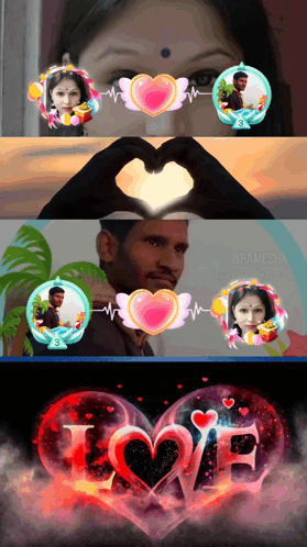 Man and Woman Making Heart Hands With Love
