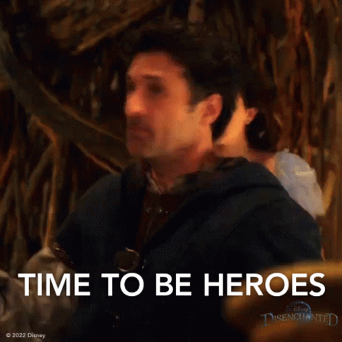 Man And Woman Next To Each Other Time To Be Heroes GIF