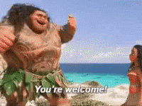 Man And Woman On Beach Saying You're Welcome GIF