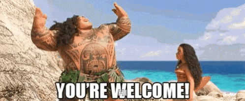 Man and Woman on Beach Saying Youre Welcome