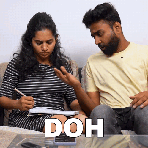 Man And Woman On Couch With Doh Above GIF
