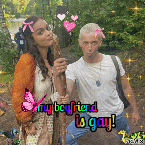 Man And Woman Posing My Boyfriend Is Gay GIF