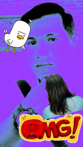 Man and Woman Poster Saying OMG