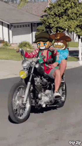 Man and Woman Riding Motorcycle gif 3lf