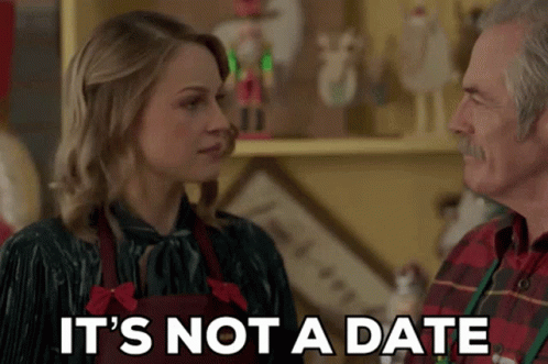 Man And Woman Saying It's Not A Date GIF