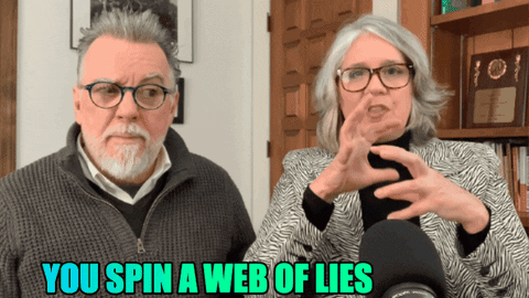 Man and Woman Saying You Spin a Web of Lies