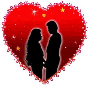 Man and Woman Silhouette in Heart Frame