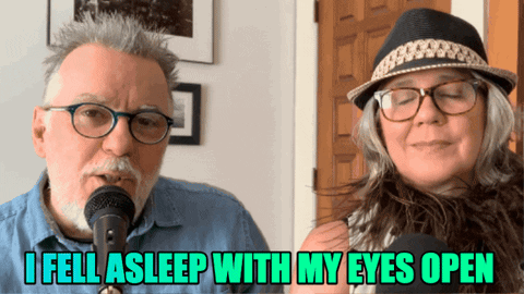 Man and Woman Singing Into Microphones I Fell Asleep With My Eyes Open
