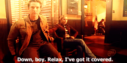 Man and Woman Sitting Down Boy Relax I've Got It Covered