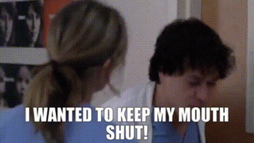 Man And Woman Sitting Woman Saying I Wanted To Keep My Mouth Shut GIF