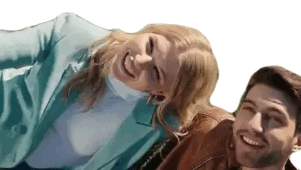 Man and Woman Smiling Up