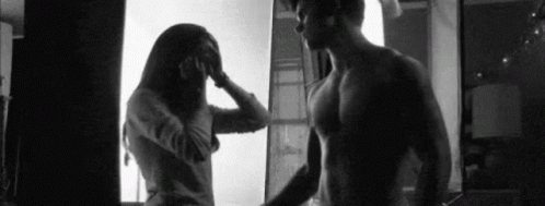 Man And Woman Standing In Bathroom GIF