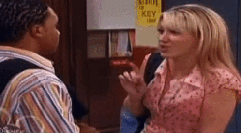 Man And Woman Standing In Hallway GIF