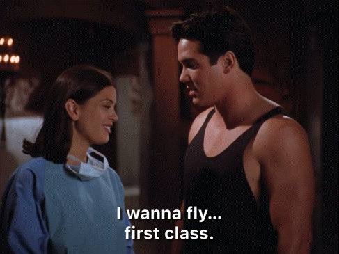 Man And Woman Standing Man Says I Wanna Fly First Class GIF