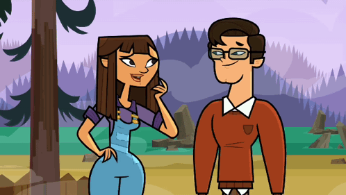 Man and Woman Standing Next to Each Other Cartoon