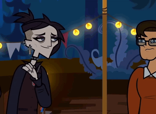 Man and Woman Standing Next to Each Other in Cartoon