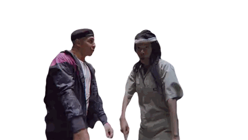 Man and Woman Standing with Glowing Circles
