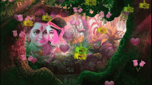 Man and Woman Surrounded by Flowers