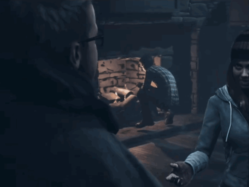 Man And Woman Talking In Dark Room GIF