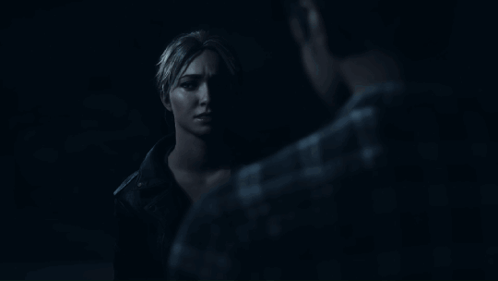 Man And Woman Talking In The Dark Woman Smiling GIF