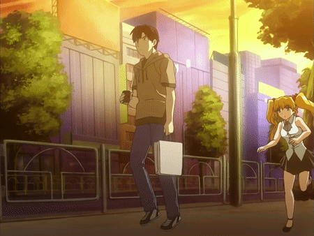 Man And Woman Walking Down Street GIF