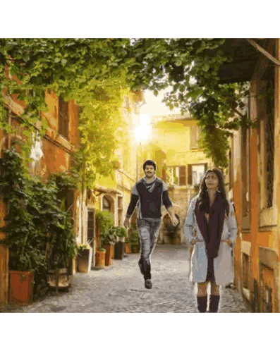 Man and Woman Walking Hand in Hand
