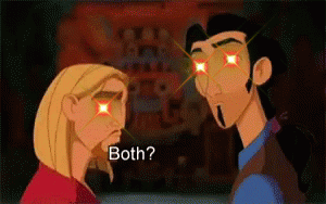 Man and Woman With Glowing Eyes and Both Above