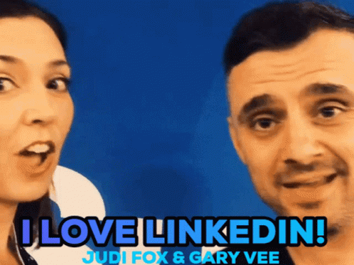 Man and Woman with I Love LinkedIn