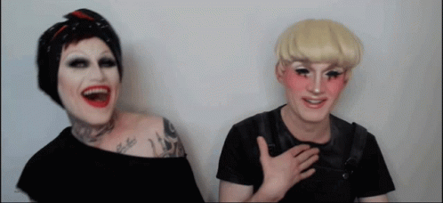 Man And Woman With Makeup Laughing GIF
