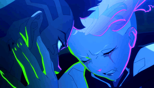 Man and Woman With Neon Green Lines