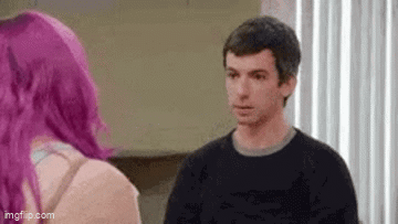 Man And Woman With Purple Hair Standing Together GIF