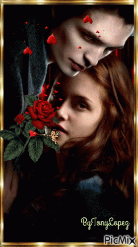 Man And Woman With Rose In Mouth By Tonylopez GIF