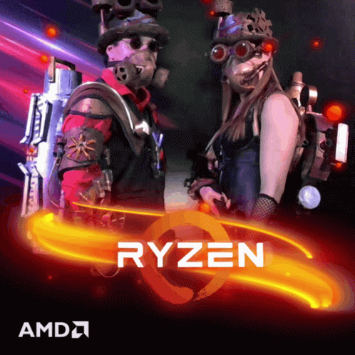 Man and Woman With Ryzen on Red Background
