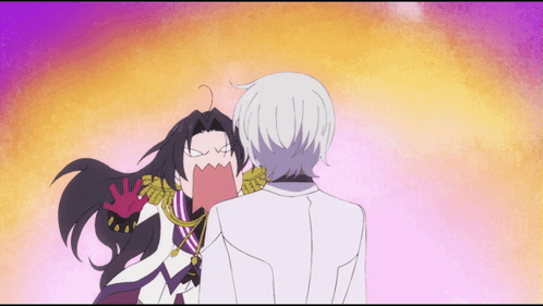 Man And Woman With Woman Making Face GIF