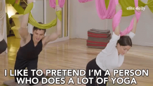 Man and Woman Yoga Saying I Like to Pretend
