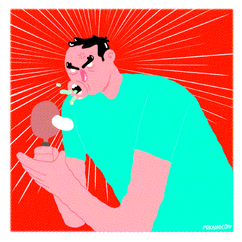 Man Animated Shouting At Table Tennis Racket GIF