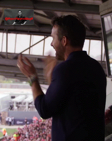Man Applauds In Front Of Ryan Reynolds Girl GIF
