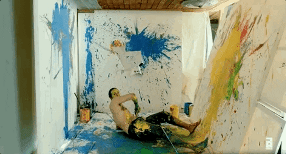 Man Art Towel With Paint GIF